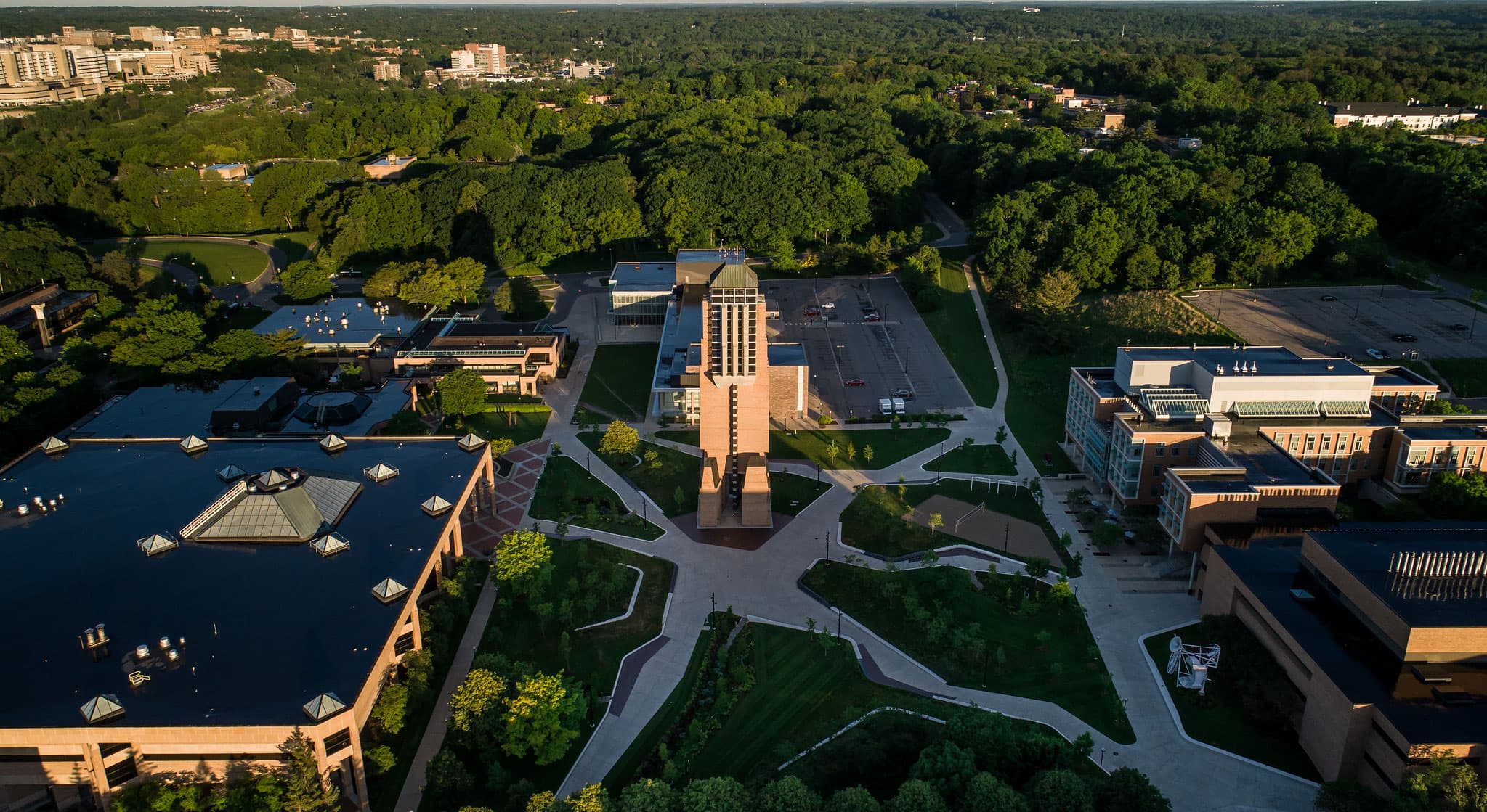 aerial shot of campus